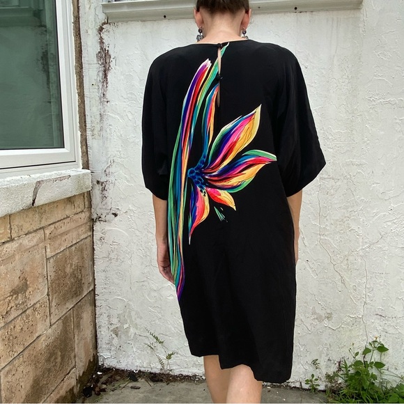 Ruth Chagnon of Delray Beach Resort Wear Silk Abstract Print Midi Caftan Dress! - Picture 5 of 7